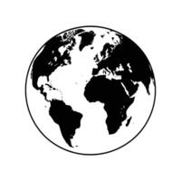 A black and white illustration of the earth vector