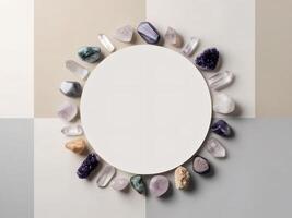 This design uses crystal minerals to create visual interest. photo