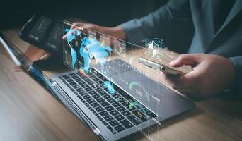Cybersecurity concept, user privacy security and encryption, secure internet access Future technology and cybernetics, screen padlock. Internet network data protection, anti hacker, cybercrime photo