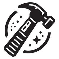Black Hammer Minimalist Icon with Circle and Stars vector
