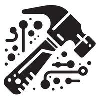 Black Hammer Icon with Dots and Lines vector