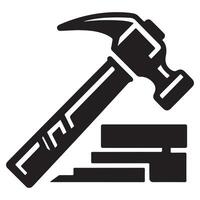 Black Hammer Creative Icon with Wood Blocks vector