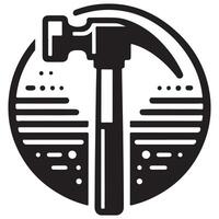 Black Hammer Icon with Lines and Dots vector