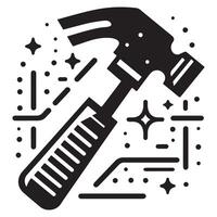 Minimalist Black Hammer unique Icon with Stars vector