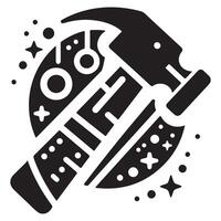 Black Hammer Unique Icon with Stars and Circles vector