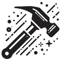 Black Hammer Icon with Stars and Lines vector
