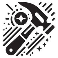 Minimalist Black Hammer Icon with Stars vector