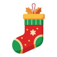 Christmas sock flat icon isolated on white background vector