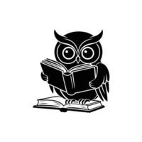 Owl reading book on white background vector