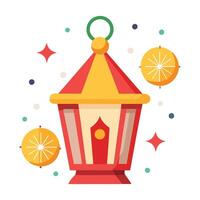 An illustration of a lantern with oranges and stars vector