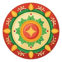 A circular design with a red and green design vector
