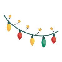 Christmas lights on a wire with stars vector