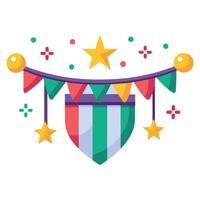 A colorful shield with stars and garland vector
