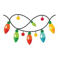 Christmas lights on a wire with a white background vector