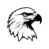 An eagle head is shown in black and white vector