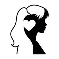 A silhouette of a woman's head with a heart in it vector