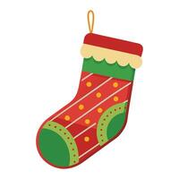Christmas stocking with red and green polka dots vector