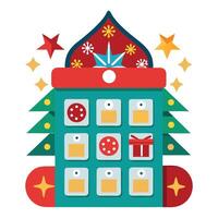Festive Advent Calendar with Holiday Countdown Charm vector