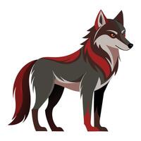 Red Eye Wolf Illustration on White Background vector