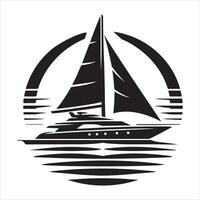 Yacht in Bay silhouette illustration vector