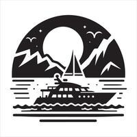 Yacht in Bay silhouette EPS file vector
