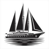 Yacht in Bay icon black and white illustration vector