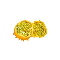Kiwano or african horned cucumber isolated on white background. photo