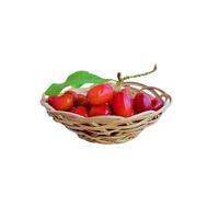 Cornelian cherry with leaves on a branch freshly picked transparent background photo