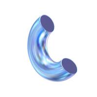 Abstract 3d blue holographic Futuristic metallic pipe with iridescent shine and abstract design isolated. Trendy modern design element vector