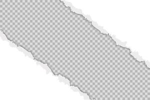 White torn paper on diagonal corners of horizontal page. Scrapbook ripped edges paper background isolated design. vector