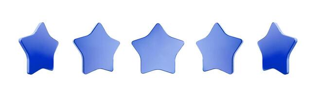 Five blue star rating icons on white background for review visualization. vector