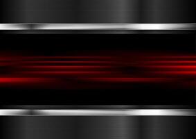 Red glowing stripes and metallic background vector