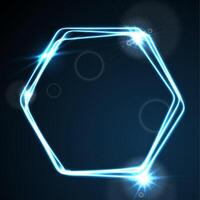 Glow blue neon hexagon shiny design vector