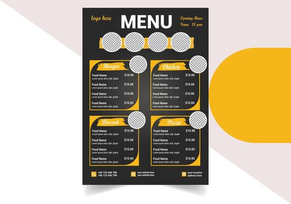 UNIQUE RSTAURANT FOOD MENU DESIGN TEMPLATE