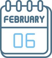6 February Line Two Colour Icon Design vector