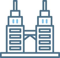 Petronas Twin Tower Line Two Colour Icon Design vector