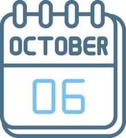6 October Line Two Colour Icon Design vector