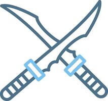 Ninja Sword Line Two Colour Icon Design vector