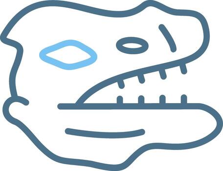 fósil línea dos color icono diseño vector