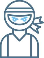 Ninja Line Two Colour Icon Design vector