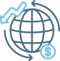 Global Economy Line Two Colour Icon Design vector