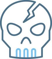 Broken skull Line Two Colour Icon Design vector