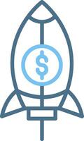 Rocket Line Two Colour Icon Design vector