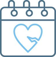 Heartbreak Line Two Colour Icon Design vector