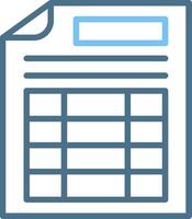 Spreadsheet Line Two Colour Icon Design vector