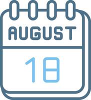 18 August Line Two Colour Icon Design vector