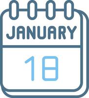 18 January Line Two Colour Icon Design vector