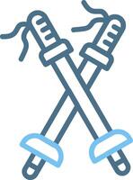 Trekking Poles Line Two Colour Icon Design vector