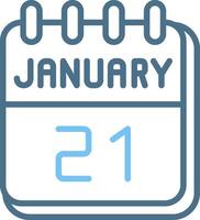 21 January Line Two Colour Icon Design vector