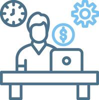 Hard Work Line Two Colour Icon Design vector